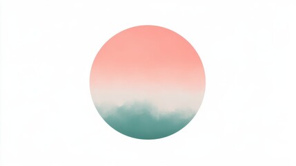Fototapete - Smooth gradient circle transitions from mint green to soft pink, creating a serene visual experience