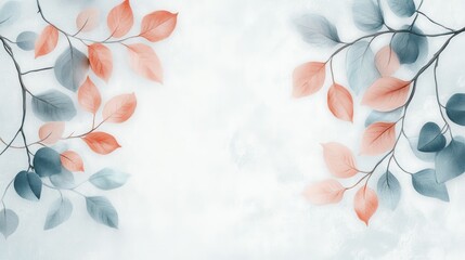 Aufkleber - Pastel-toned branches in delicate shades of peach and powder create a serene backdrop for tranquility and reflection