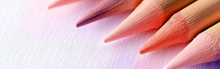 Poster - Elegant gradient of pencil strokes in soft pastel tones showcasing artistic tools on textured surface