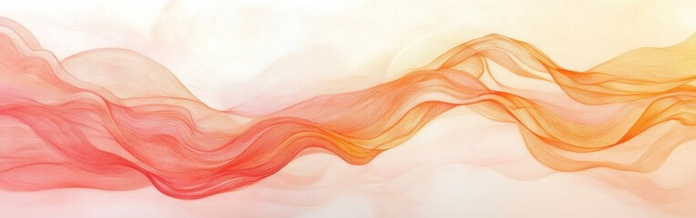 Leinwandbilder - Elegant flowing ribbons of pencil strokes in soft orange and pink hues create a serene and artistic ambiance