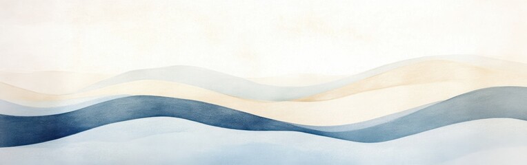 Poster - Delicate waves of muted blue gracefully flow across a serene canvas reflecting tranquility and subtle beauty