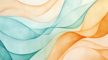 Fototapete - Abstract pencil strokes create a soft, flowing composition with gentle curves in pastel colors