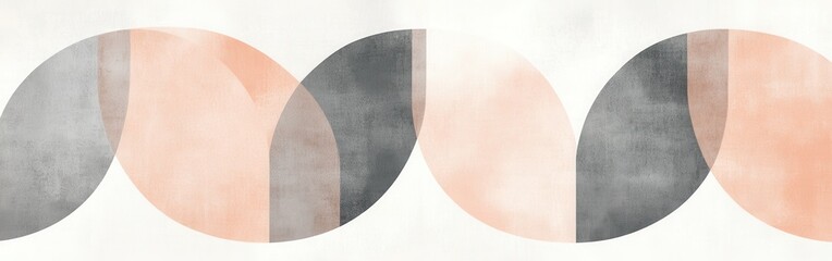 Aufkleber - Abstract composition of muted peach and gray half-circles creating a contemporary art piece for modern decorating