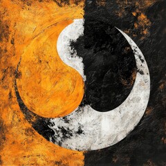 Poster - Abstract depiction of ying yang symbol in contrasting colors