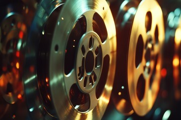 Poster - Vintage film reels and tape close up showcasing timeless recording technology from the past. Generative AI