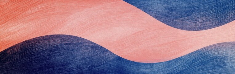 Poster - Minimalist pencil strokes create a soothing background with flowing waves of soft pink and blue hues in a modern artistic style