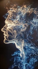 Aufkleber - Mystical profile of a man filled with flowing energy and smoke-like patterns in surreal design