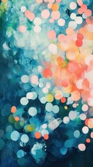 Poster - Vibrant aqua and coral bokeh lights create a mesmerizing abstract background for artistic inspiration