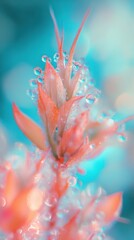 Poster - Vibrant aqua and coral bokeh lights illuminate delicate flora in an artistic composition