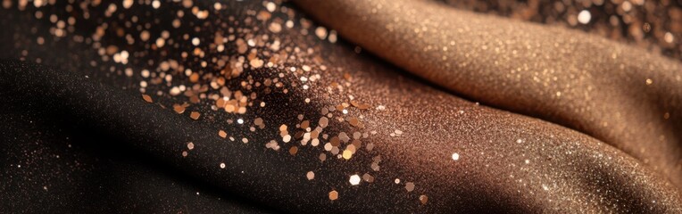 Fototapete - Copper and beige sparkles blend seamlessly on a shimmering fabric surface in soft lighting