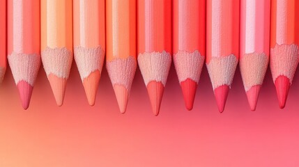 Poster - Soft pencil strokes create a gradient of colors transitioning from peach to pink on a subtle background
