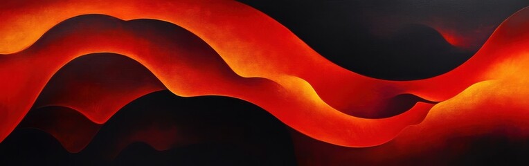 Aufkleber - Dynamic interplay of fiery red and deep black shapes creating an abstract visual experience