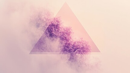 Fototapete - Soft pastel triangle design surrounded by ethereal clouds creates a calming atmosphere for modern art enthusiasts