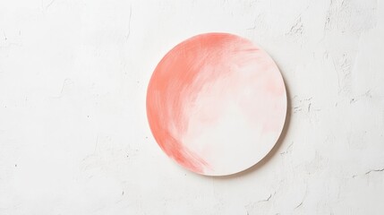 Aufkleber - Soft coral circle art on minimalist white canvas against textured background