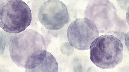 Wall Mural - Elegant gray and purple watercolor wash abstract with circular shapes in soft hues for modern design