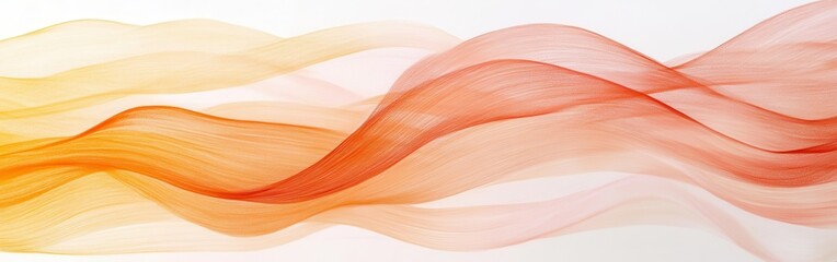 Poster - Delicate waves of orange and yellow fabric gracefully flowing against a clean white background