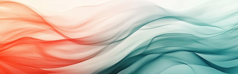 Poster - Abstract gradient of flowing pencil strokes with dynamic color transitions in red and turquoise tones
