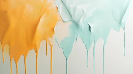 Poster - Colorful abstract composition of dripping paint in orange and light blue tones