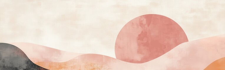 Fototapete - Abstract monochromatic design in muted peach showcasing soft curves and a gentle sunset with a modern artistic touch