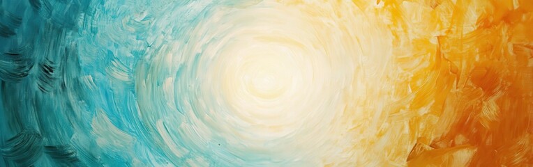 Fototapete - Circular pencil strokes create a vibrant abstract composition in calming blue and warm yellow hues