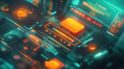 Poster - Futuristic digital banking interface showcasing advanced technology and innovative design