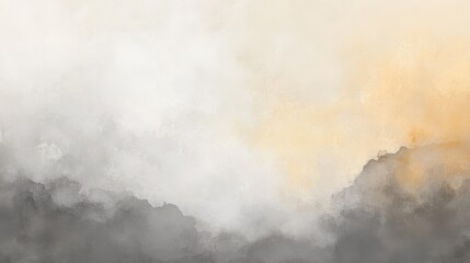 Poster - Soft pastel gray and amber mist enveloping a serene landscape at sunrise