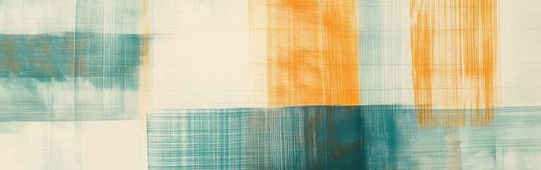 Aufkleber - Muted amber and teal grid lines created with soft pencil strokes on paper