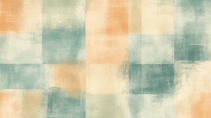 Aufkleber - Muted amber and green grids with smooth pencil strokes create a calming abstract background for various design projects
