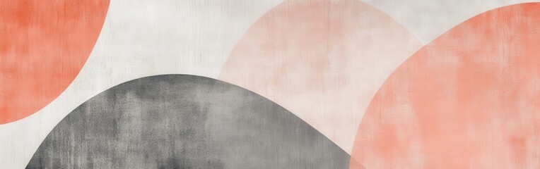 Aufkleber - Muted gray and soft coral shapes blend harmoniously in a modern, abstract design