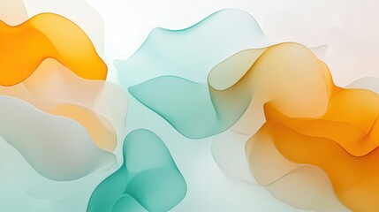 Aufkleber - Minimalist design featuring flowing pastel amber and teal waves against a soft background