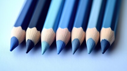 Poster - Elegant gradient of pastel blue pencil strokes showcasing artistic potential and subtle color transitions