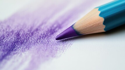 Poster - Elegant lavender and teal pencil strokes blend seamlessly on paper creating a soft artistic haze