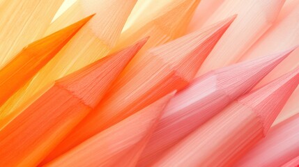 Fototapete - Elegant arrangement of gradient pencil strokes showcasing soft hues of orange, pink, and peach in abstract design