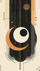 Wall Mural - abstract celestial graphic design featuring moon and sun elements