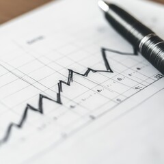 Leinwandbilder - Fluctuating lines on graph indicating trends in data over time with pen on paper