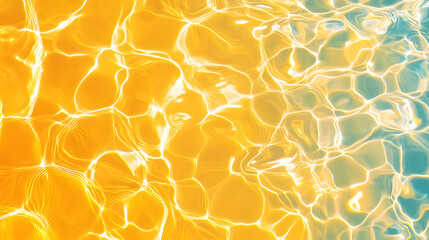 Poster - Captivating abstract image of shimmering golden hued ripples and reflections on the calm transparent surface of a tranquil pond or lake  The water s dynamic yet serene movement creates a mesmerizing