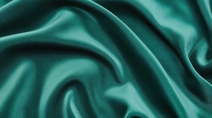 Wall Mural - Deep emerald velvet fabric with soft folds showcases rich texture and luxurious ambiance in soft moody lighting