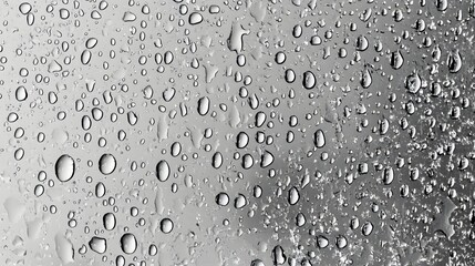 Fototapete - Close up view of crystal clear water droplets forming an abstract pattern on a transparent surface creating a surreal and mesmerizing visual effect through reflection and refraction