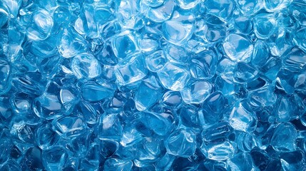 Fototapete - Closeup view of a frozen liquid surface with an abstract crystal like pattern in various shades of cool icy blue
