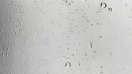 Aufkleber - Closeup view of raindrops and water droplets on a wet transparent glass window surface  The blurred abstract background creates a minimalist serene and contemplative mood