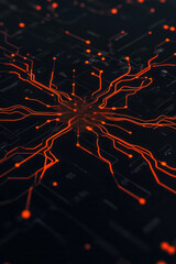Aufkleber - A stylized overhead shot emphasizing the geometric layout of a futuristic board, nodes flickering