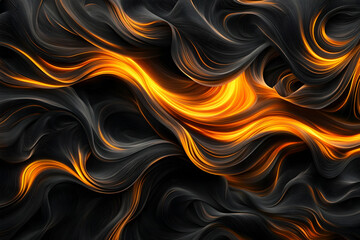 Wall Mural - Visualize the smoke of a fire in an elegant and flowing pattern on a black background.