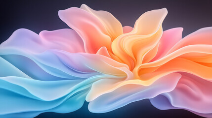 Poster - A brightly lit scene showcasing a delicate blossom fracturing into swirling clouds of liquid paint,