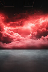 Aufkleber - A wide shot capturing the expansive scope of the smoke cloud, crimson waves drifting upward as