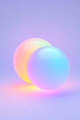 Aufkleber - A side-view angle of two overlapping spheres, their neon hues interacting to form a striking purple