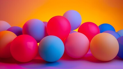 Wall Mural - 3d rendering of a colorful set of spheres. the spheres are of different sizes and colors, and they a