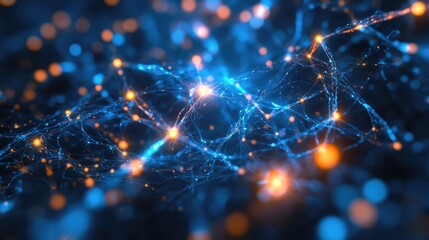 Abstract Network: Glowing Nodes and Connections