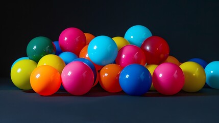 Wall Mural - a group of colorful balls of different sizes are scattered on the floor. the balls are red, blue, gr