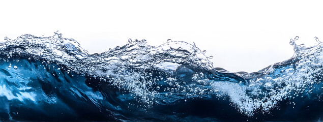 Aufkleber - Dramatic and forceful surging water with powerful crashing waves splashing motion and turbulent fluid dynamics  Abstract background of flowing blue liquid creating an energetic dynamic