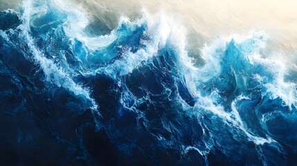 Poster - Dramatic and powerful waves crashing against a stormy seascape with turbulent water and foaming white surf